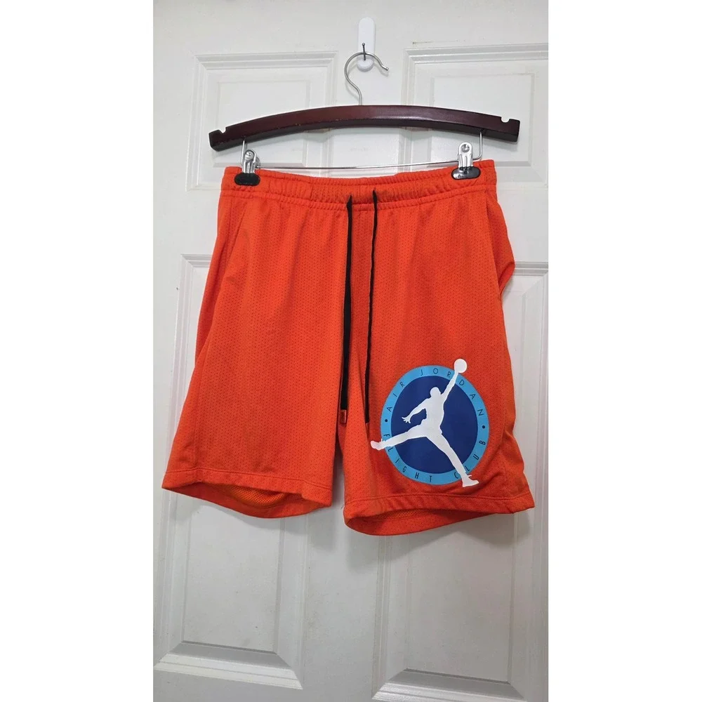 Jordan Flight Club Mesh Basketball Shorts Mens Medium Orange Jumpman Graphic